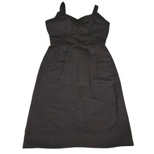 Vintage 50s 60s Carlye Black Cocktail Dress Sweetheart Bow Back Metal Zip LBD